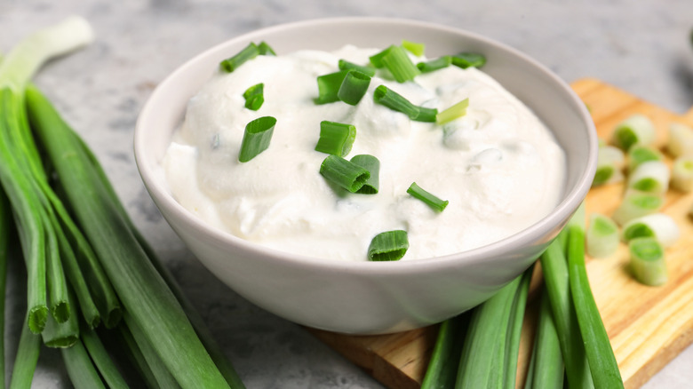 sour cream dip in bowl