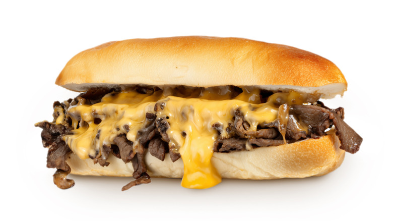 A cheesesteak on a toasted roll