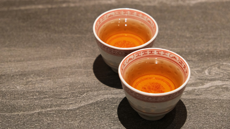Chinese tea cups with tea