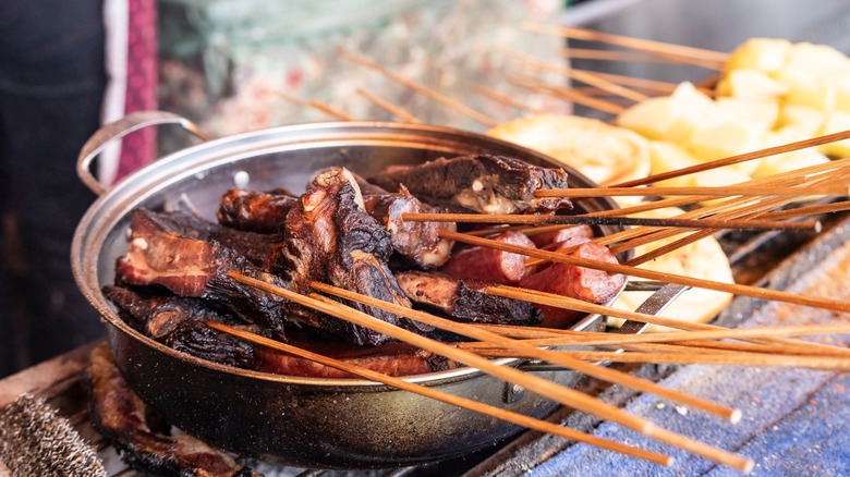 Grilled meat skewers