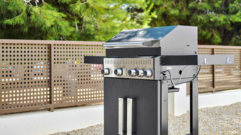 A brand new freestanding gas grill