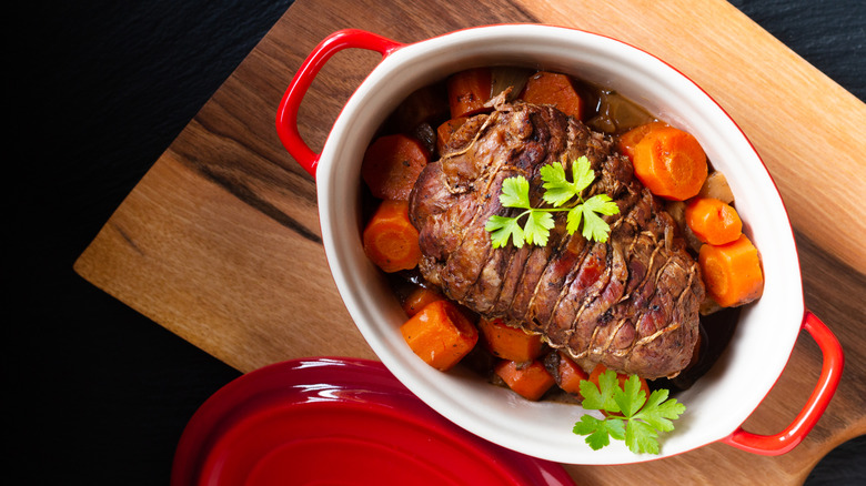 Beef pot roast in Dutch oven