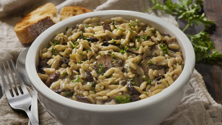 Orzo and truffle in bowl