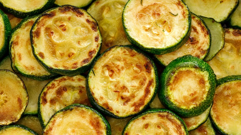 Close up of roasted zucchini slices