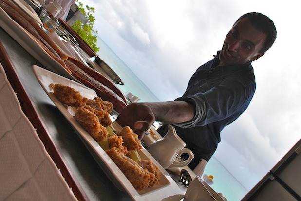 Chef Samuelsson Serves Coconut-Crusted Fried Chicken.