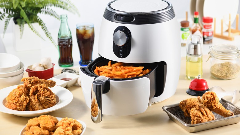 Air fryer with fried food assortment