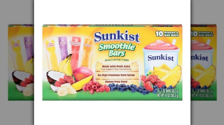 Sunkist smoothie bars in a yellow box on white background