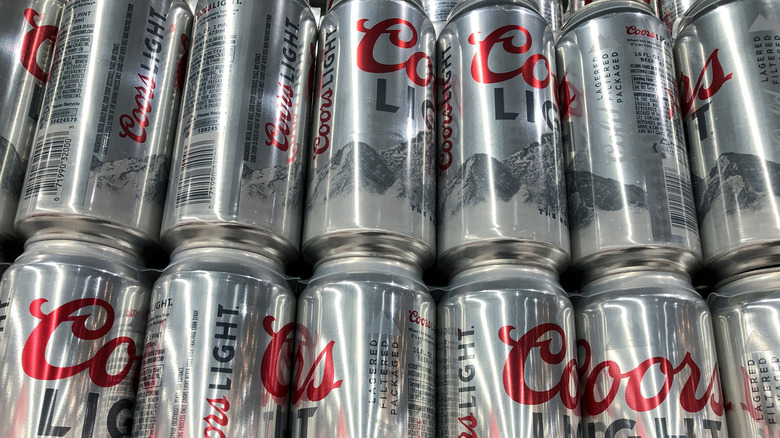 closeup of coors light cans