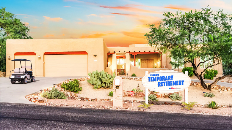 front of temporary retirement villa