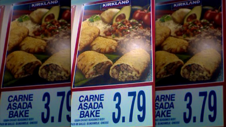 A view of the Costco food court menu, showing its carne asada bake
