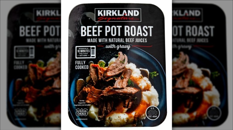 A tray of Kirkland Signature Beef Pot Roast with Gravy