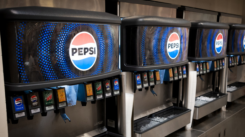 Pepsi soda fountains at a Costco food court