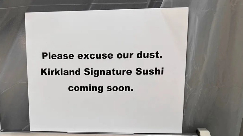 Costco sushi coming soon sign