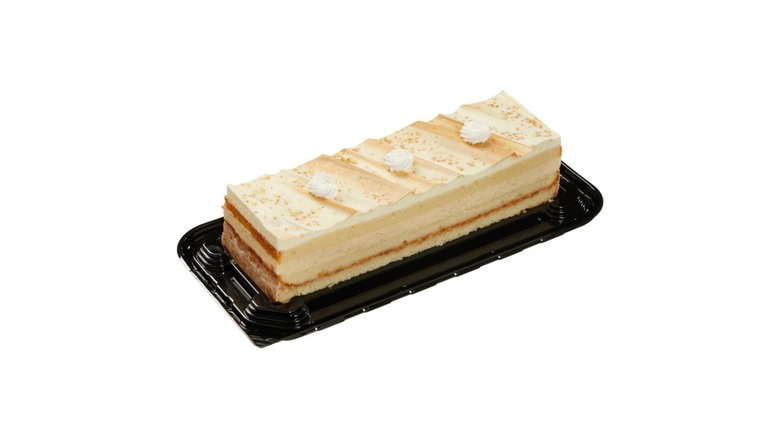 Kirkland Signature Vanilla Creme Brulee Bar Cake on a platter