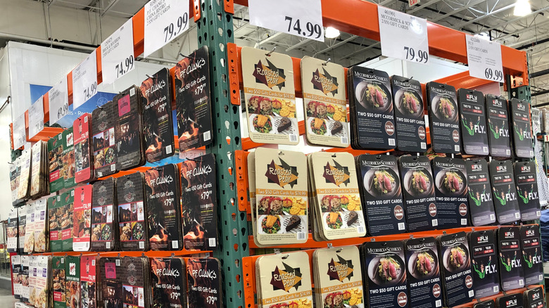 A gift card display at Costco