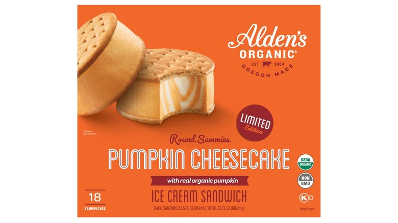 Box of Alden's Organic Pumpkin Cheesecake Ice Cream Sandwiches