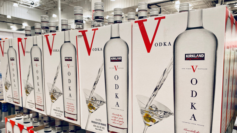 Boxes of Kirkland French Vodka
