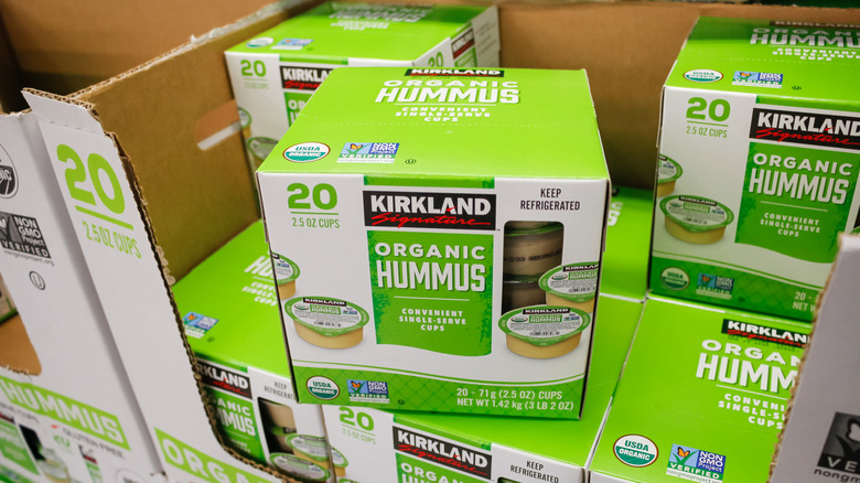 cases of Kirkland Signature hummus