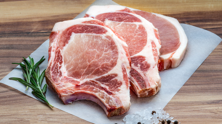 pork chops ready to be cooked