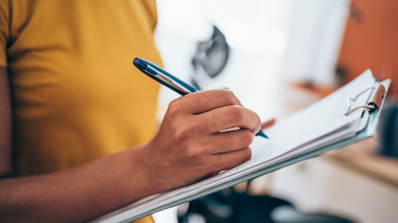 woman with a clipboard