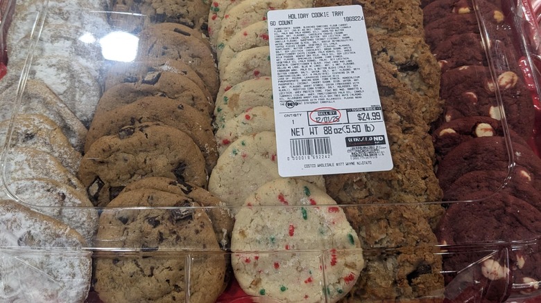close up of tray of holiday cookies