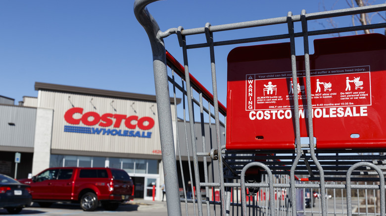costco cart parked in front of store