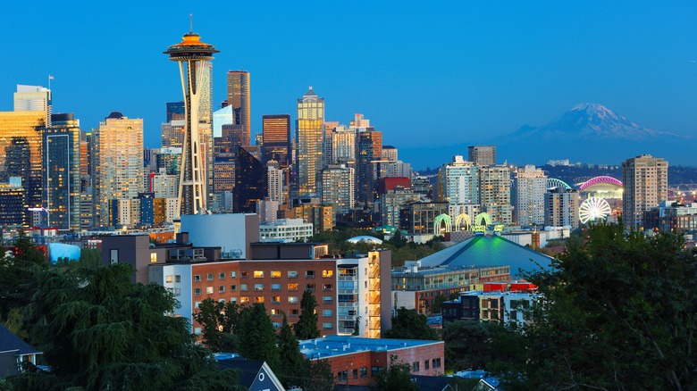Seattle skyline at night