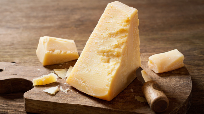 Parmigiano Reggiano wedge on board