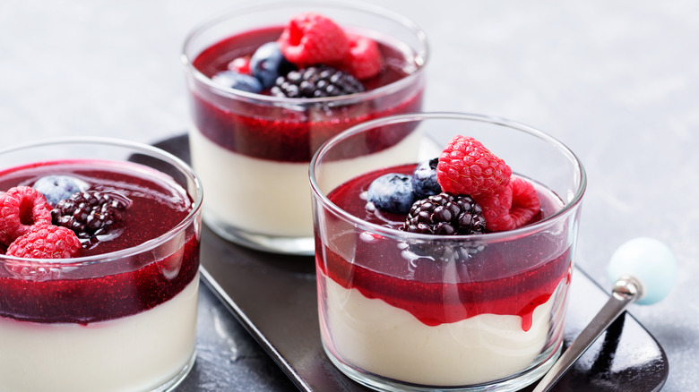 Dessert with berry compote