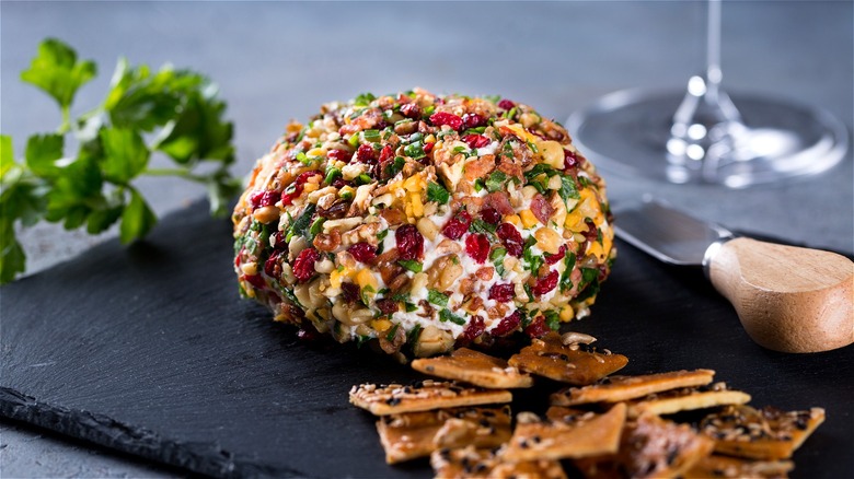 Cranberry and nut covered cheese ball