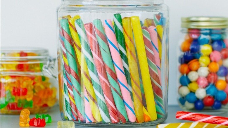 jar of candy sticks 