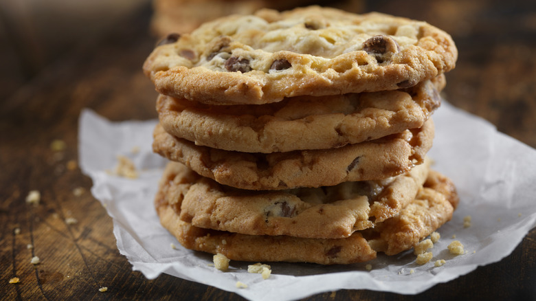 Stack of chocolate chip cookies