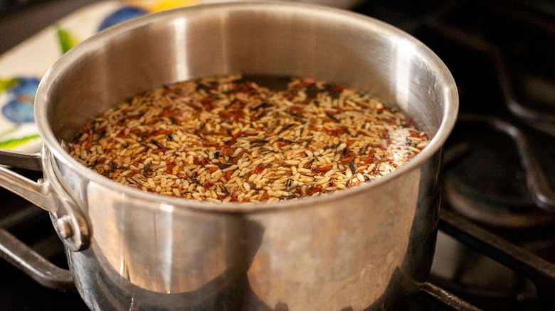 wild rice in pot
