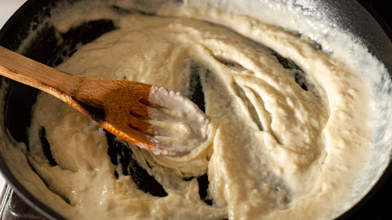 béchamel sauce in pan
