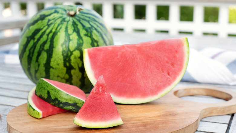 watermelon on outdoor table