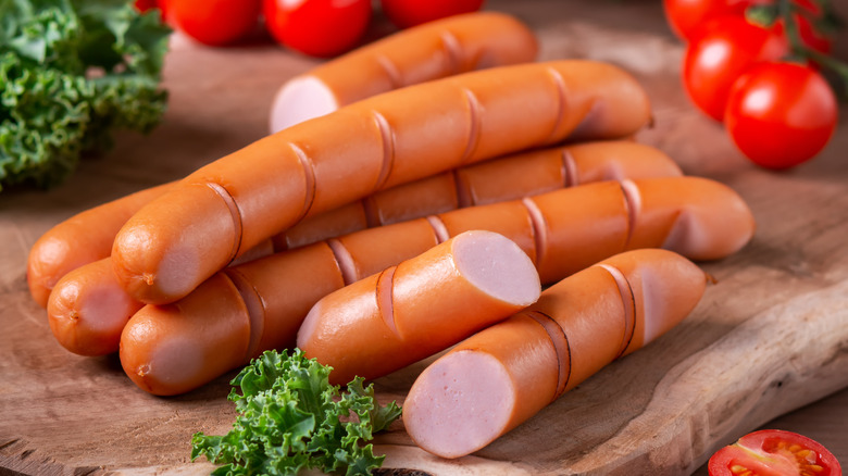 hot dogs on a cutting board
