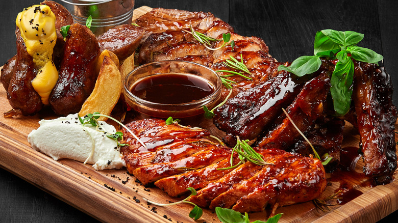 Steak with different sauces