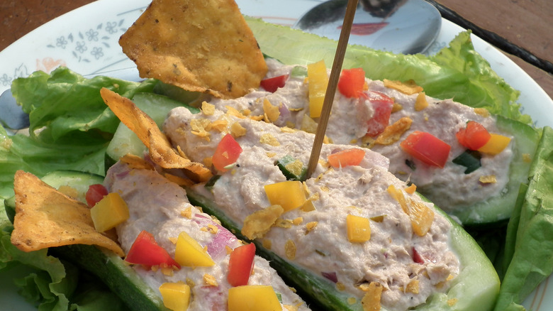 Cucumbers stuffed with tuna salad