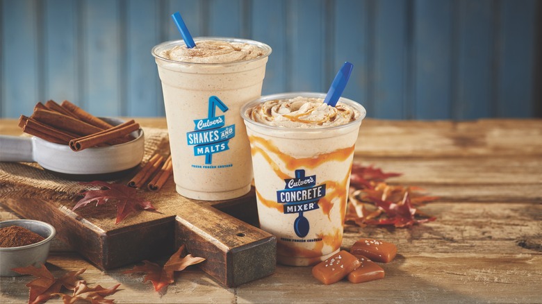Culver's fall shakes and concrete on table