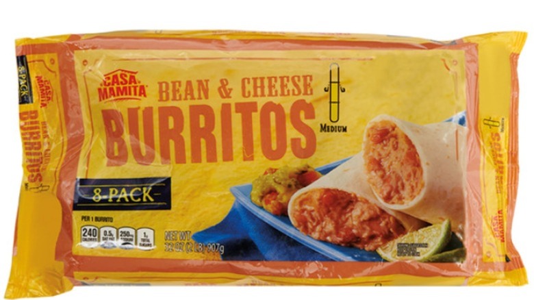 A bag of Casa Mamita Bean and Cheese Burritos