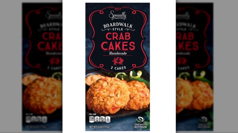 A box of Specially Selected Boardwalk Style Crab Cakes