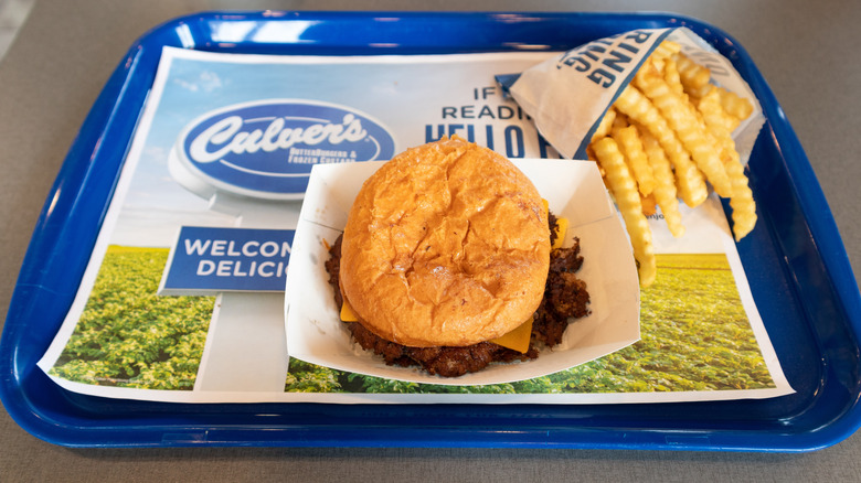 Culver's tray with cheeseburger and fries