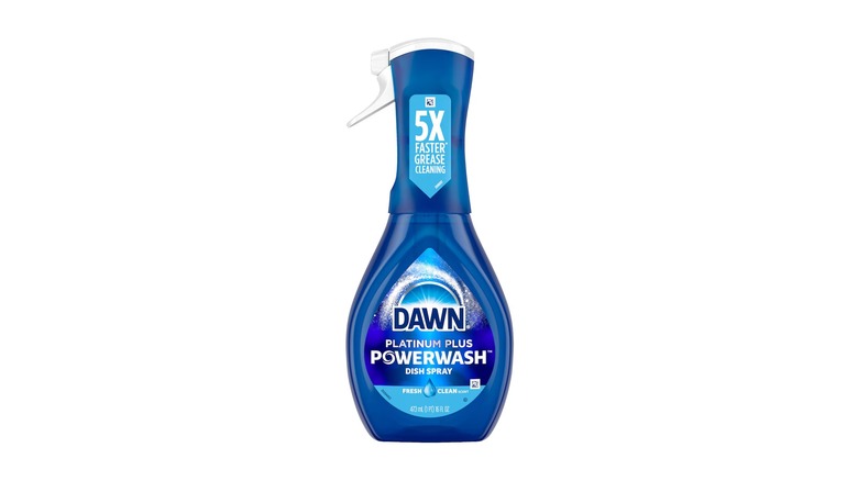 A bottle of Dawn Platinum Powerwash Dish Soap Spray