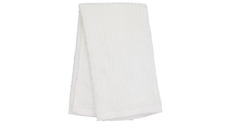A long white kitchen towel