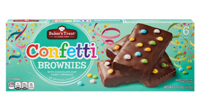 A box of Baker's Treat Confetti Brownies on a white background