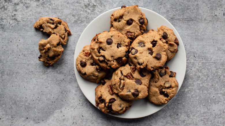 Plate of chocolate chip cookies
