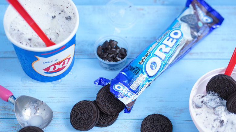 Oreo blizzard on a white background