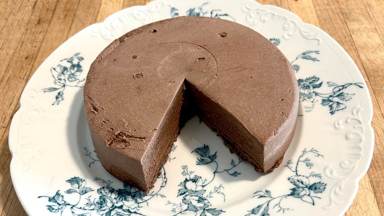Daiya chocolate cheezecake with slice missing