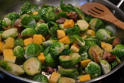 Balsamic-Roasted Brussels Sprouts and Butternut Squash with Bacon 