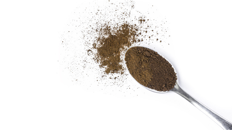 Instant coffee on a spoon